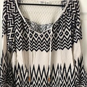 CATO blue and ivory tunic